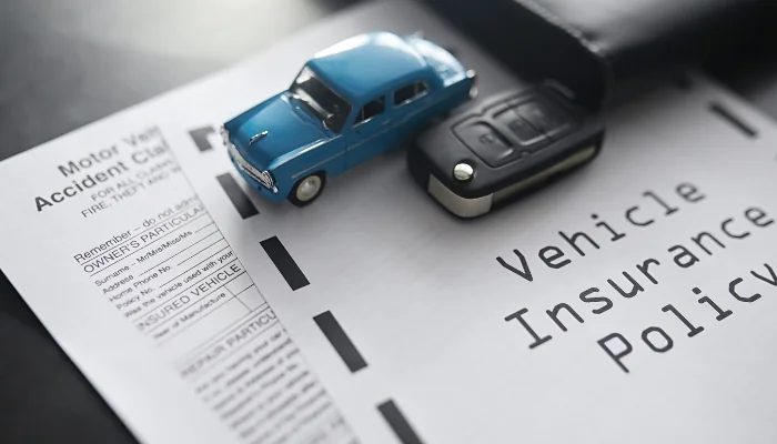 Conheça as Coberturas Essenciais para o Hyundai HR representado por um papel escrito seguro de veículos, uma chave e um carrinho.