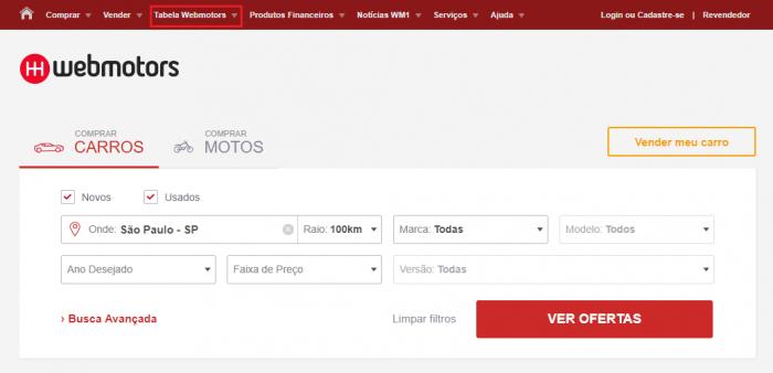 Como consultar a tabela Fipe Webmotors