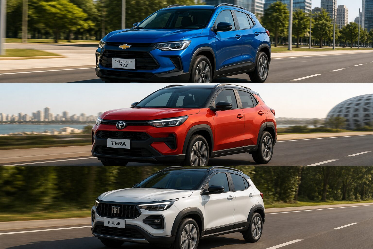 Compare Chevrolet Play, Toyota Tera e Fiat Pulse em 2026