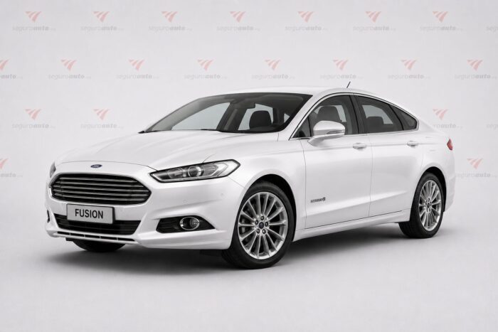 Seguro Ford Fusion em perspectiva frontal para artigo sobre preço e cotação de seguro em 2026